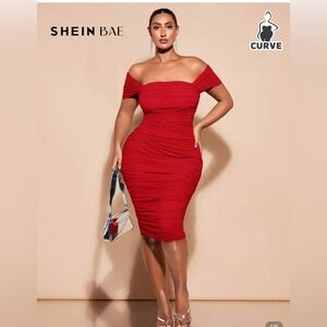 SHEIN Curve Elegant Red Sleeveless Dress